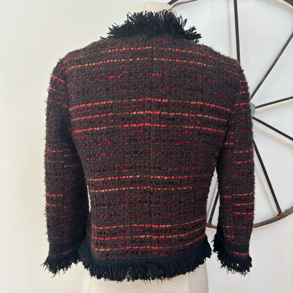 Kate Spade New York Multi Tweed Fringe Jacket in Bittersweet NWT 2 $498